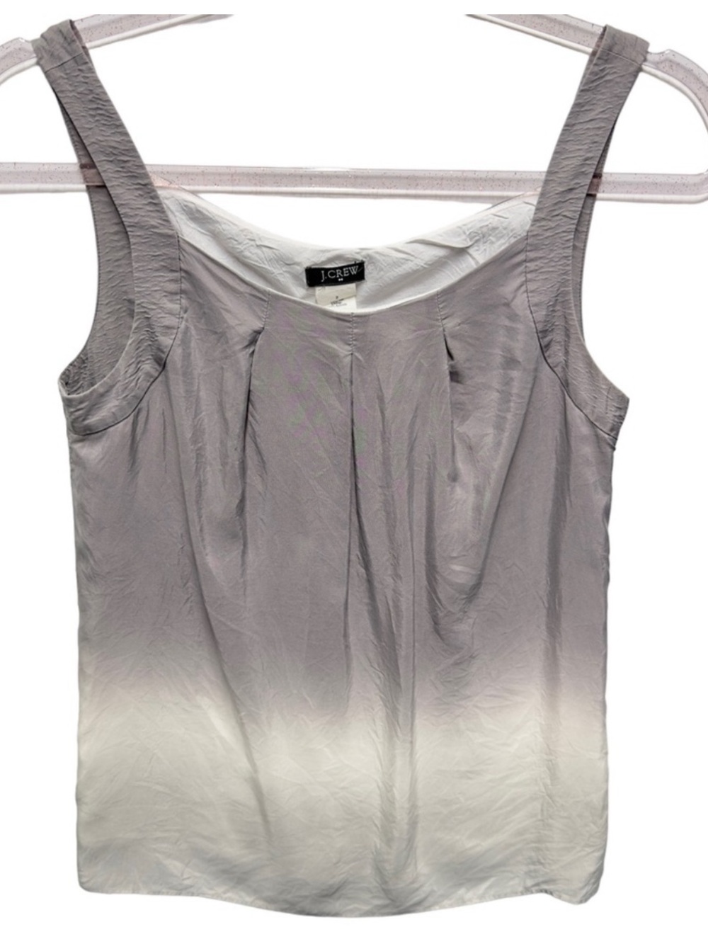 Pure Silk Satin Knit Ombre Pleated Blouse Tank Top